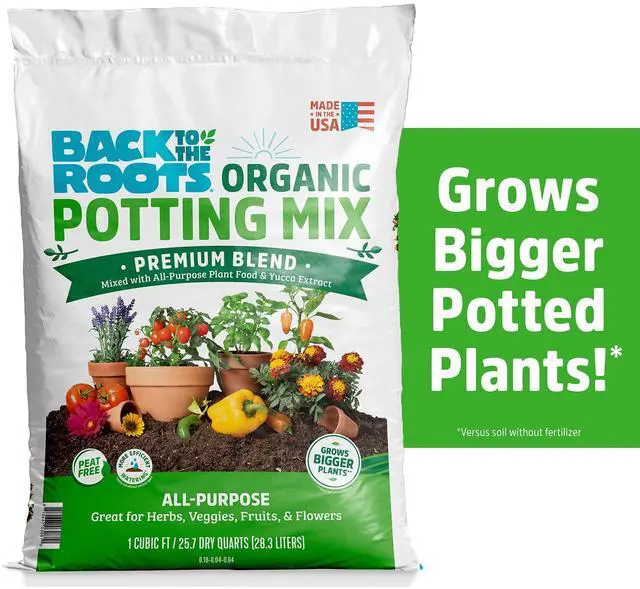 Main image of Back to the Roots Organic Potting Mix All-Purpose Premium Blend Soil, 1 cu ft