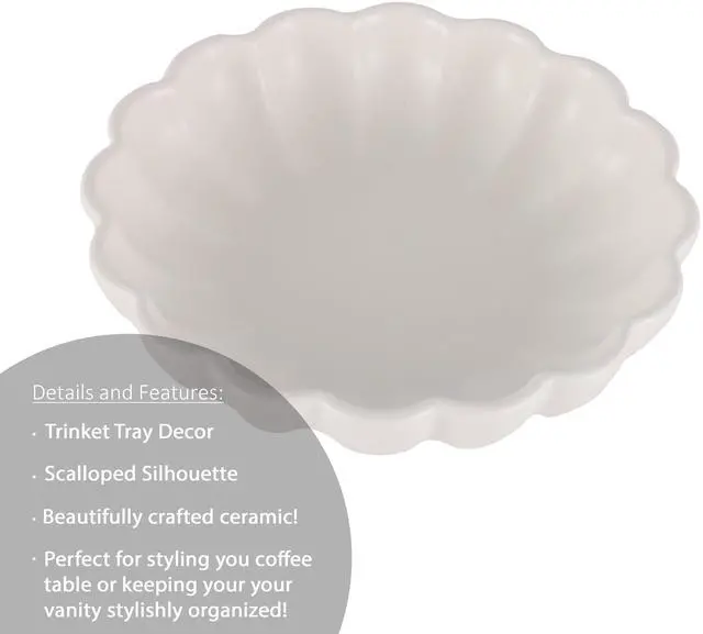 Alt view image 3 of 7 - Mainstays Scalloped White Decorative Tabletop Bowl