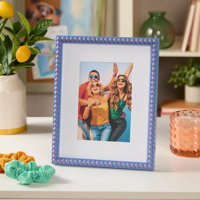 Alt view image 2 of 7 - Mainstays by Becky G. & Alejandra Beaded Photo Frame, Blue Eyes, Fits 5 in x 7 in or 8 in x 10 in Photos