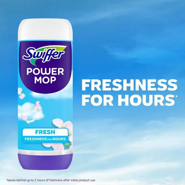Alt view image 7 of 7 - Swiffer Power Mop Refill Solution, Tile, Vinyl, Laminate, Wood, Floor Cleaner, Fresh, 50.6oz
