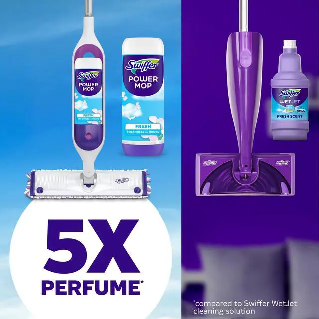 Alt view image 2 of 7 - Swiffer Power Mop Refill Solution, Tile, Vinyl, Laminate, Wood, Floor Cleaner, Fresh, 50.6oz