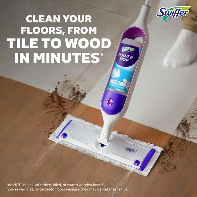 Alt view image 4 of 7 - Swiffer Power Mop Refill Solution, Tile, Vinyl, Laminate, Wood, Floor Cleaner, Fresh, 50.6oz