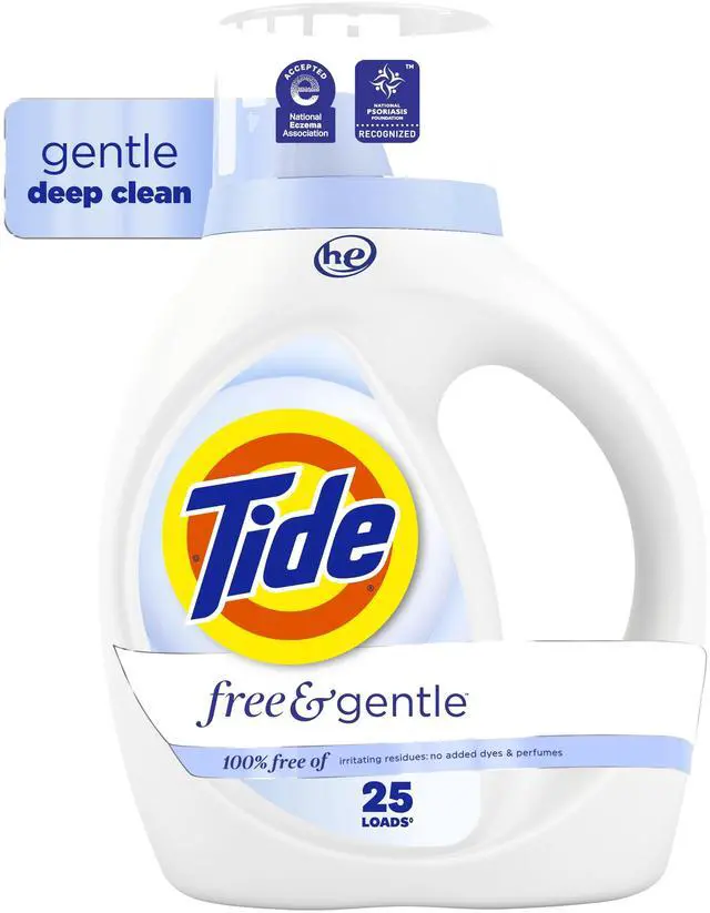 Main image of Tide Free & Gentle Laundry Detergent Liquid for Sensitive Skin, Hypoallergenic, Unscented, 34 fl oz, 25 Loads