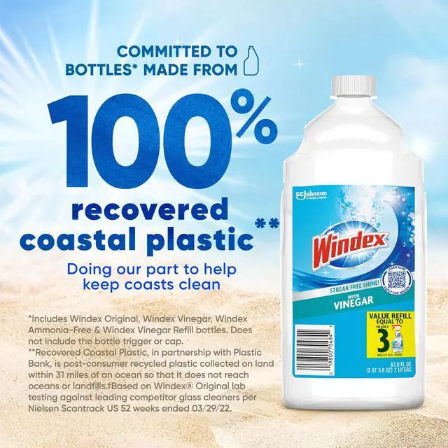 Alt view image 4 of 6 - Windex® with Vinegar Glass Window Cleaner, Refill Bottle, 67.6 fl oz