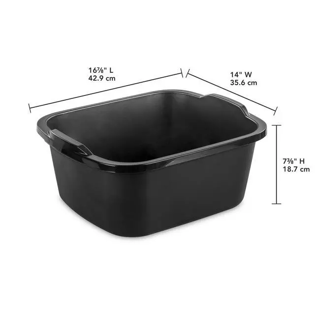 Alt view image 6 of 6 - Sterilite 18 Qt. Dishpan, Multi-Purpose Plastic Wash Tub, Kitchen, Sink, Black