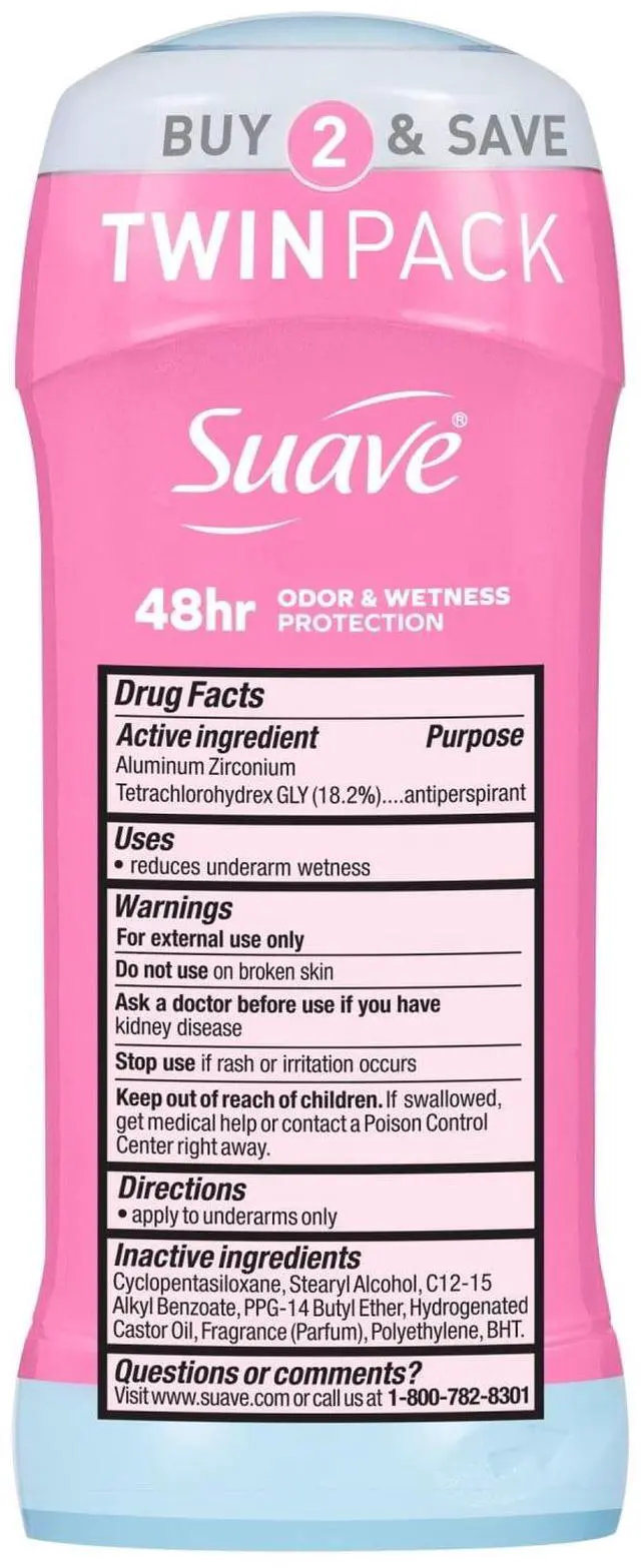 Alt view image 5 of 6 - Suave Antiperspirant Deodorant For Women, 48hr Protection, Powder, 2.6 oz, Twin Pack
