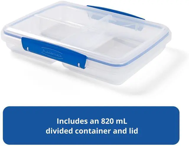 Alt view image 5 of 6 - Rubbermaid Pack & Go 3.43cups/ 0.87quarts Large Divided Snack Container, Meal Prep Container, Four-Compartment Design