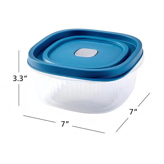 Alt view image 6 of 7 - Mainstays Reusable Square Food Storage Container Set, Plastic, 5-Cup, 3-Pack, 3 Containers with Lids