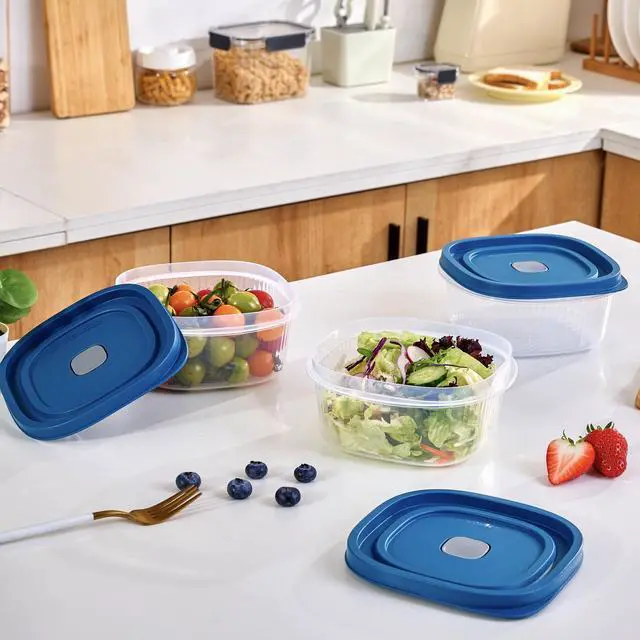Alt view image 3 of 7 - Mainstays Reusable Square Food Storage Container Set, Plastic, 5-Cup, 3-Pack, 3 Containers with Lids