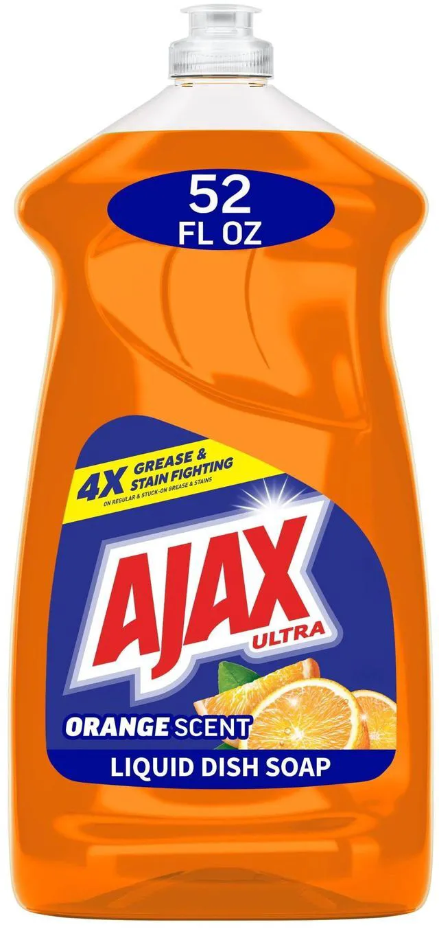Main image of Ajax Ultra Liquid Dish Soap, 52fl oz, Orange Scent, Triple Action, Mess-Free, Easy-Flip Cap