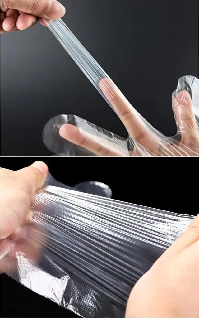 Alt view image 6 of 6 - 400 Count Disposable Polyethylene Plastic Gloves, Food Grade, Clear, Powder Free, Latex Free, One Size Fits Most, for Cooking, Food Preparation, Cleaning