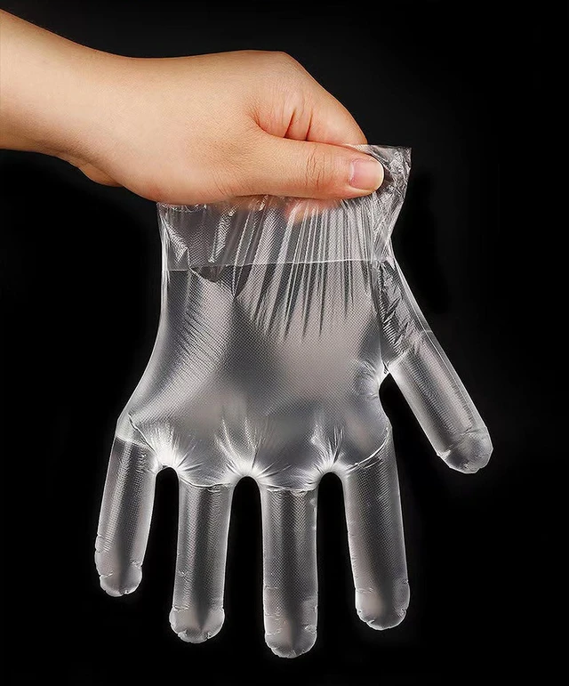 Alt view image 2 of 6 - 400 Count Disposable Polyethylene Plastic Gloves, Food Grade, Clear, Powder Free, Latex Free, One Size Fits Most, for Cooking, Food Preparation, Cleaning