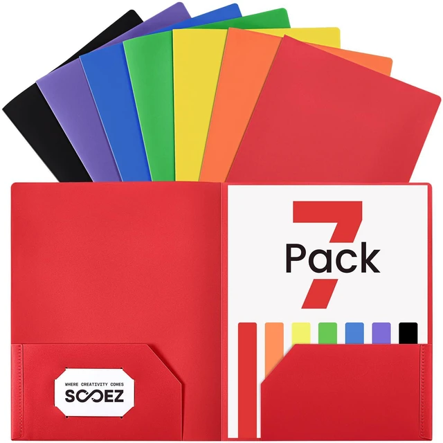 Main image of Sooez 7-Pack Pocket Folders, 2 with Extra Tabs