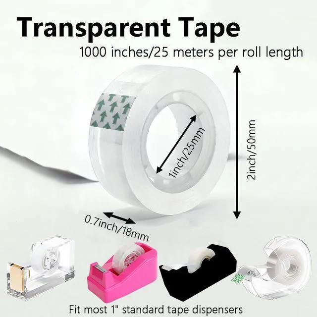 Alt view image 2 of 6 - 12 Rolls Clear Tape Refill, 3/4 x 100Inches, 1Inch Core, Gift Wrapping Tape for Office, Home, School