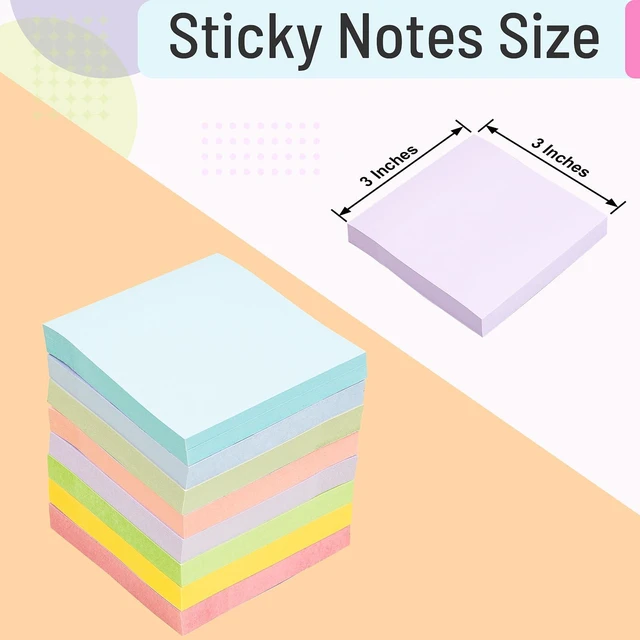 Alt view image 4 of 7 - 3x3 Inches Sticky Notes, 8 Pastel Self-Stick Pads, 800 Sheets, for School Office
