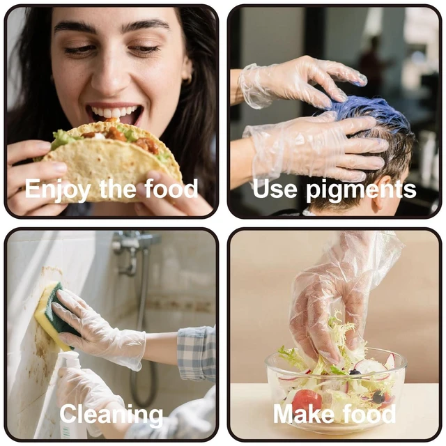 Alt view image 7 of 7 - 400 Count Disposable Plastic Gloves, Latex-Free, Powder-Free, One Size, Clear, for Cooking, Catering, Cleaning, Food Handling