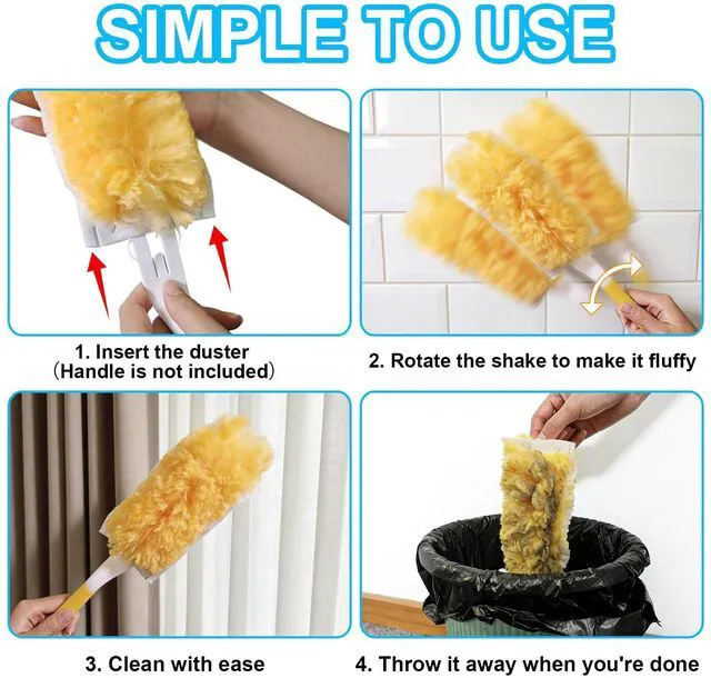 Alt view image 5 of 6 - 20-Pack Heavy Duty Duster Refills, 360 Disposable Dusting Kit for Electronics, Furniture, Blinds, Ceiling Fans, Multi-Surface (Handle Not Included)