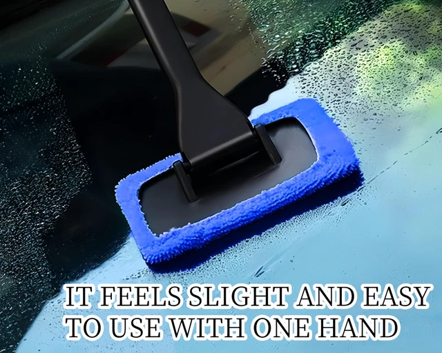 Alt view image 3 of 6 - 6 Pieces Windshield Cleaning Tool, Car Window Cleaner with 5 Reusable Washable Microfiber Pads and Extendable Handle, Auto Interior Glass Squeegee Kit, Green (Blue)