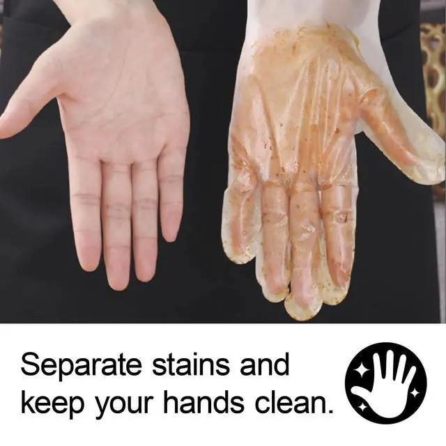 Alt view image 4 of 7 - 400 Count Disposable Plastic Gloves, Food Safe, Latex-Free, Powder-Free - Waterproof Transparent Polyethylene Gloves for Cooking, Cleaning, Food Preparation, Pet Care, Ho