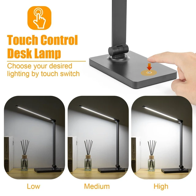 Alt view image 6 of 6 - DWEPTU Rechargeable Desk Lamp, Adjustable, 3 Brightness Levels, USB Charging Port