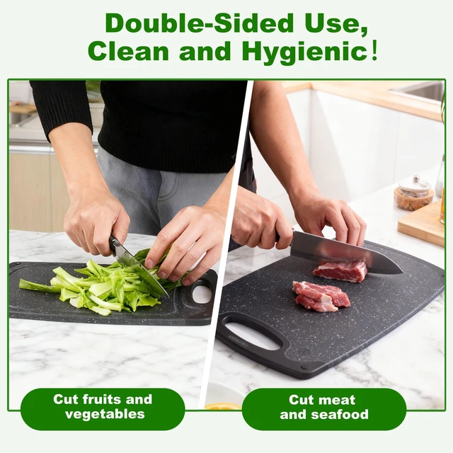 Alt view image 5 of 6 - 5"7.7" Plastic Cutting Board, Food Grade, BPA-Free, Non-Slip Juice Groove, Dishwasher Safe, Double-Sided, Dark Gray