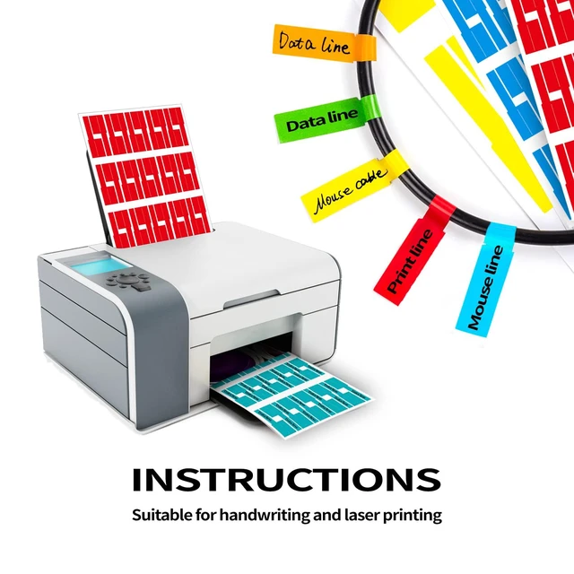 Alt view image 4 of 4 - 270Pcs 9-Color Waterproof Tear-Resistant Cable Labels, Self-Adhesive, Writeable, Printable on Laser Printers