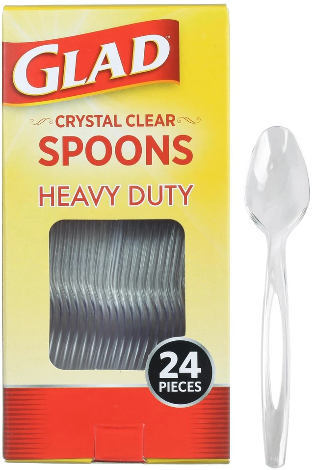 Main image of Glad Clear Disposable Plastic Spoons, 24-Pack