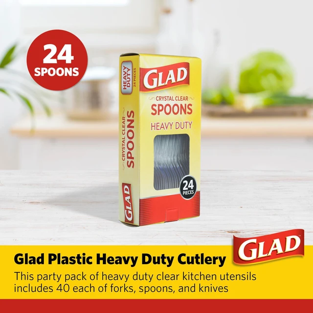 Alt view image 3 of 6 - Glad Clear Disposable Plastic Spoons, 24-Pack