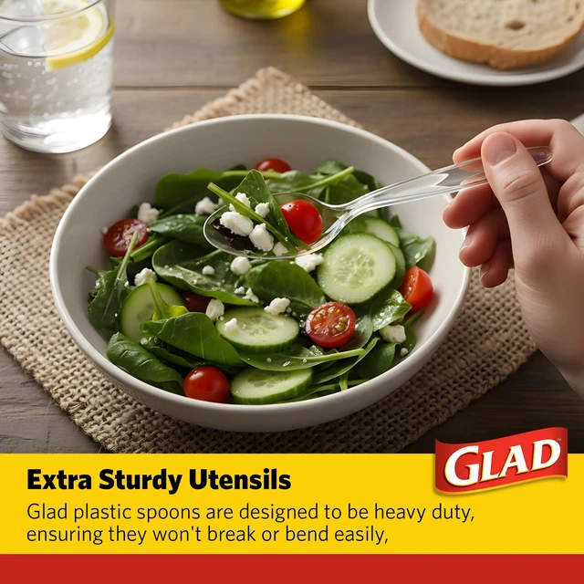 Alt view image 2 of 6 - Glad Clear Disposable Plastic Spoons, 24-Pack