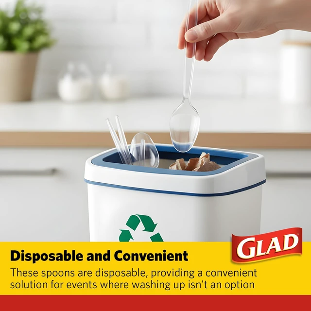Alt view image 5 of 6 - Glad Clear Disposable Plastic Spoons, 24-Pack
