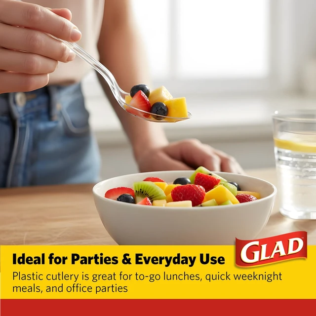 Alt view image 4 of 6 - Glad Clear Disposable Plastic Spoons, 24-Pack
