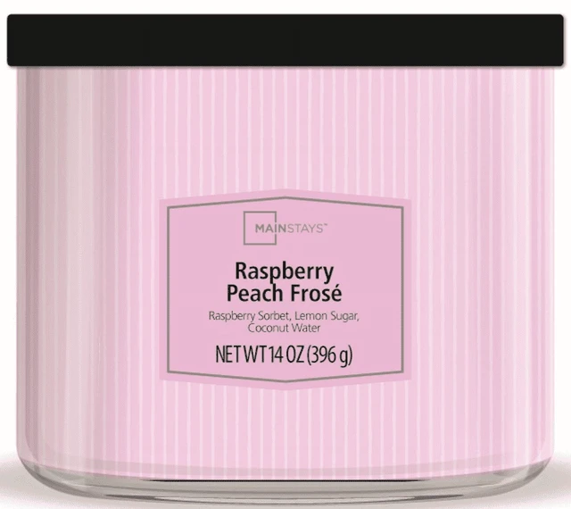 Main image of Mainstays 14oz 3-Wick Raspberry Peach Frose Candle with Textured Wrap