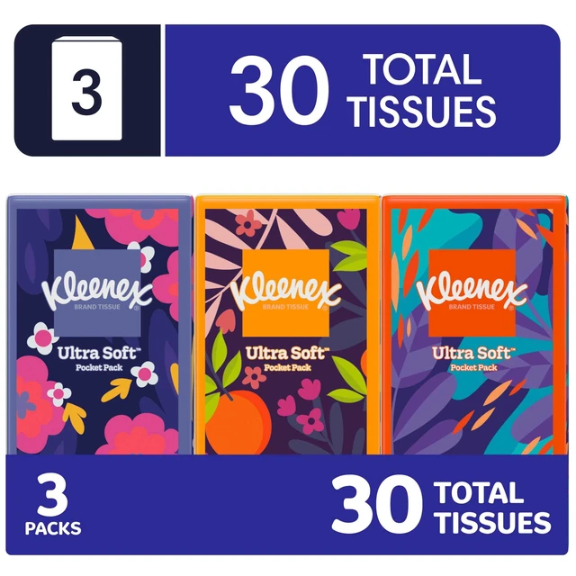 Alt view image 2 of 6 - Kleenex On-The-Go 3-Ply Travel Tissues, 30 Total Tissues (3 Pack)