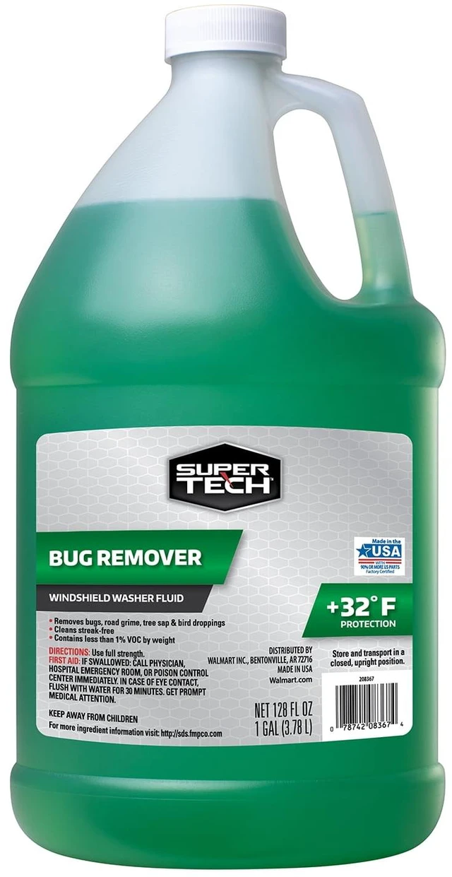 Main image of Super Tech Green Windshield Washer Fluid with Bug Remover and Rain Repeller, 1 Gallon