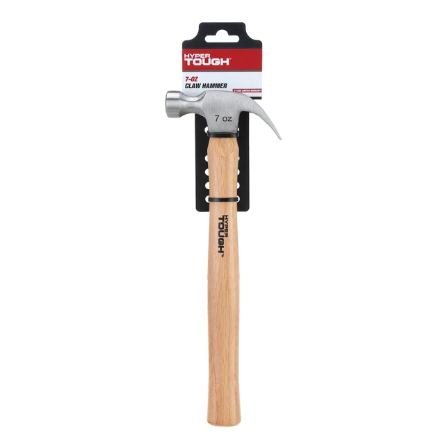 Alt view image 3 of 4 - Hyper Tough 7oz Wood Handle Claw Hammer with Smooth Face