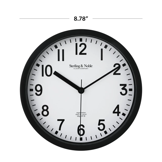 Alt view image 4 of 6 - Mainstays Basic Indoor 8.78" Black Analog Round Wall Clock