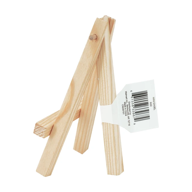 Alt view image 3 of 5 - 6-Pack Mini Natural Wood Display Easel, Solid Pine Wood, 4.8 Inches