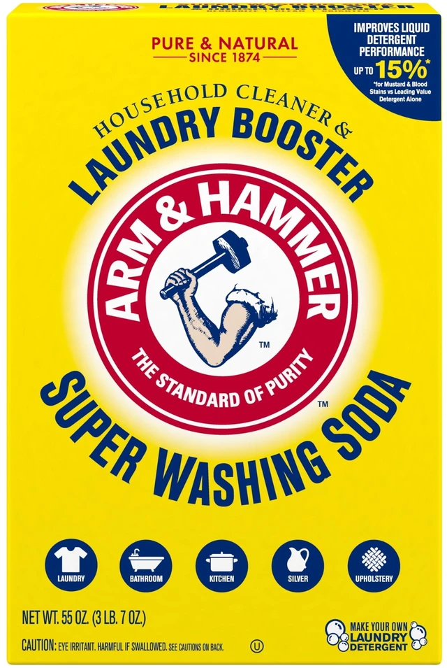 Main image of ARM & HAMMER Super Washing Soda Powder Laundry Detergent Booster and Household Cleaner, 55 oz