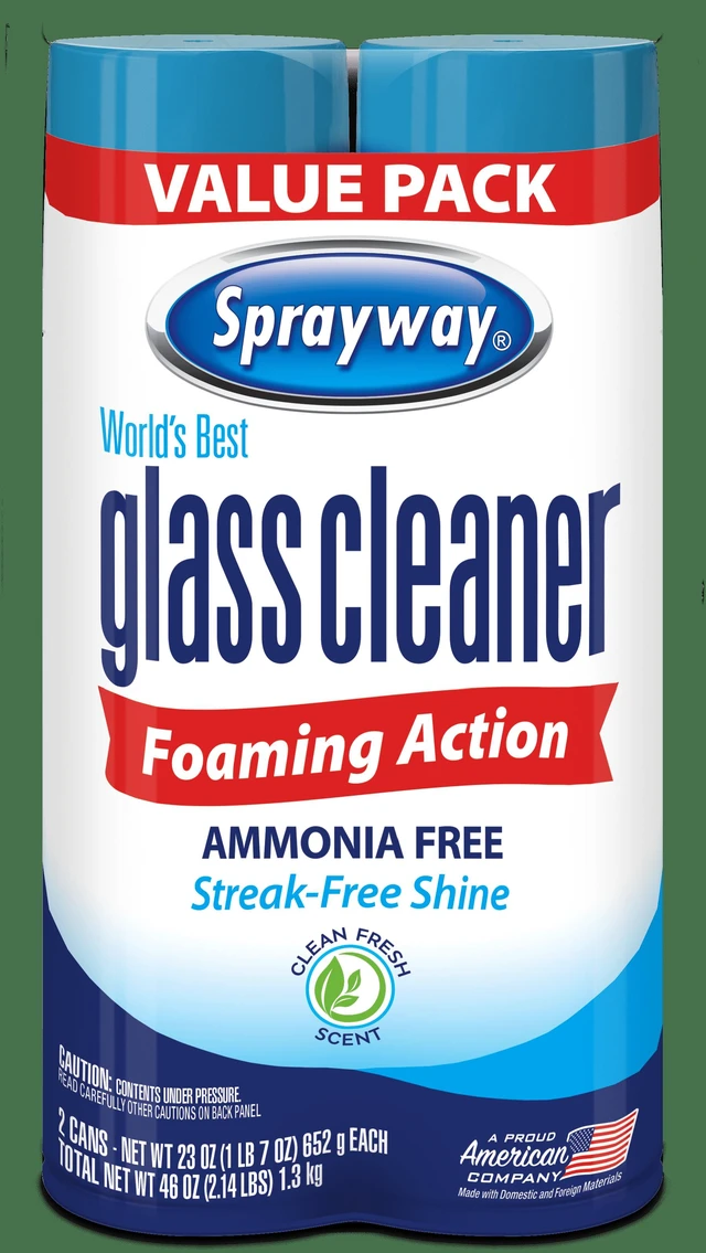 Main image of Sprayway Glass Cleaner Foaming Aerosol Spray 19oz 2-Pack Ammonia-Free Streak-Free Shine