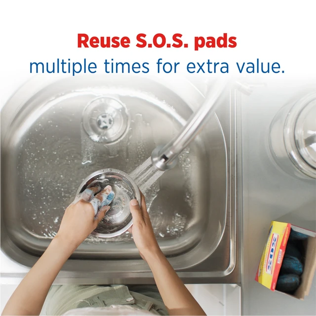 Alt view image 4 of 5 - S.O.S Steel Wool Dish Scrubber Pads, 10 Pack