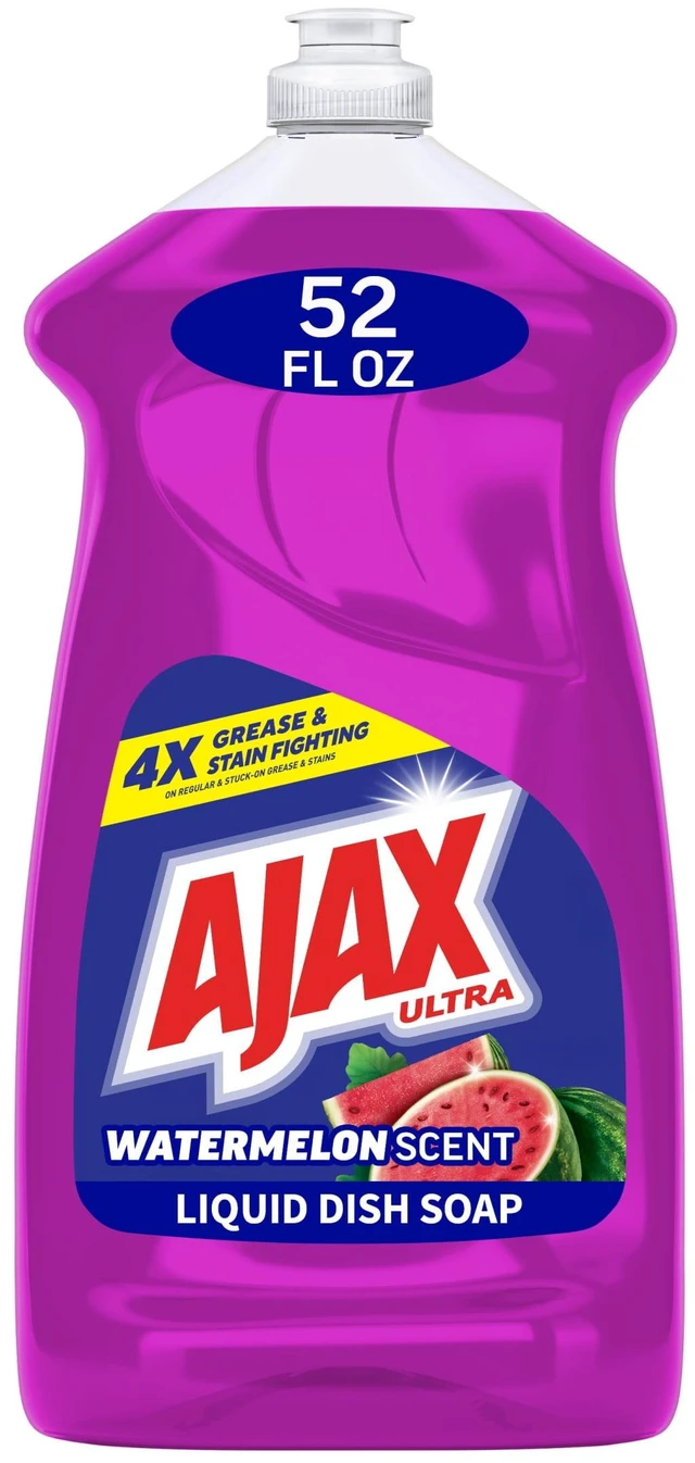 Main image of Ajax Ultra Liquid Dish Soap, 52fl oz, Strips Grease, Mess-Free, Easy-Flip Cap, Watermelon Scent