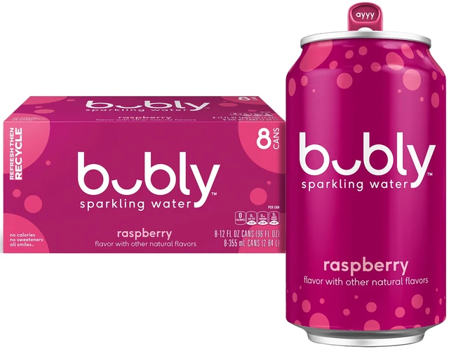 Main image of Bubly Raspberry Sparkling Water, 12 fl oz, 8 Pack Cans