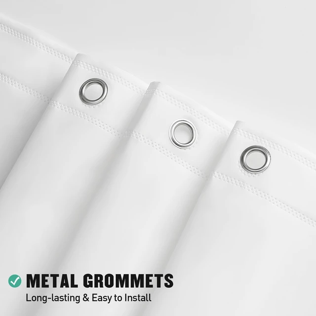 Alt view image 2 of 6 - White PEVA Shower Liner 72x72 Inches Waterproof Heavy Duty Plastic