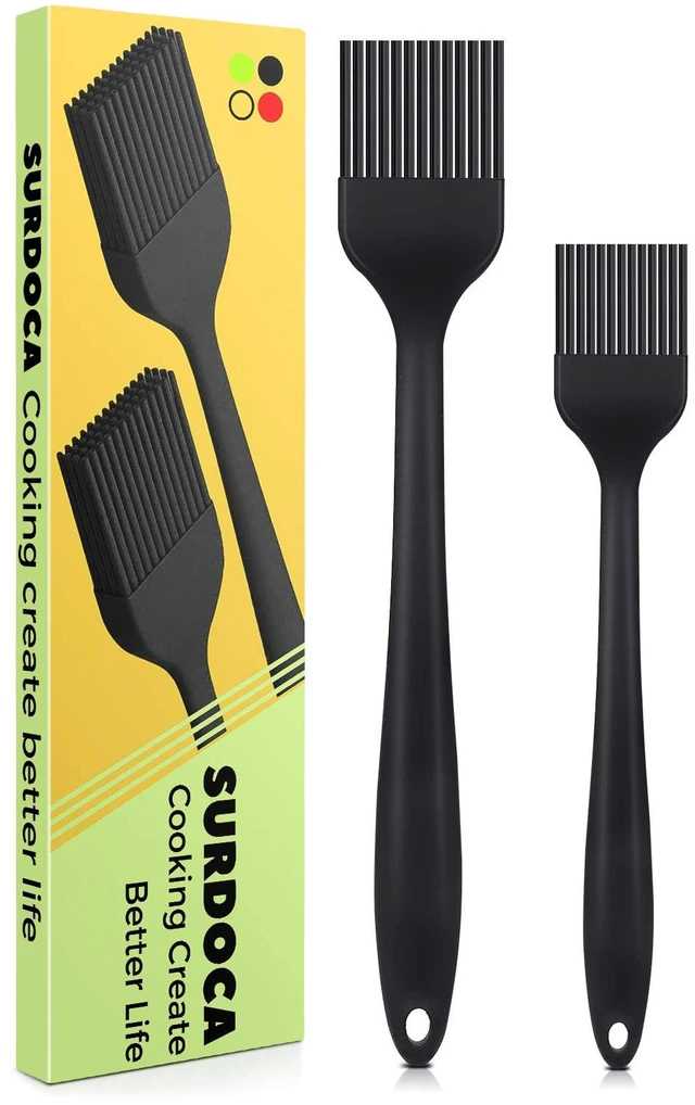 Main image of SURDOCA Silicone Pastry Baking Brush, 2-Pack 10-Inch and 8-Inch Heat-Resistant Basting Brush for Baking, Cooking, Grilling - BPA-Free with Stainless Steel Core