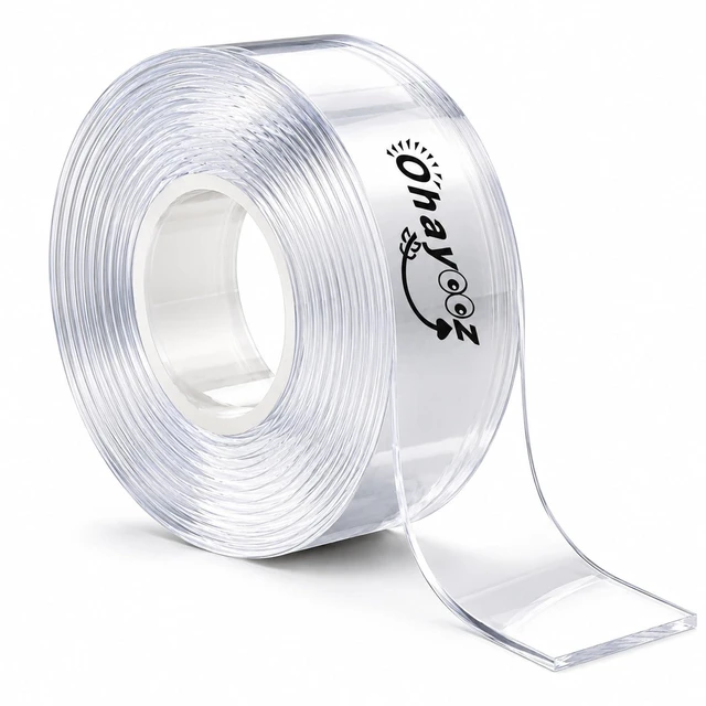 Main image of Ohayooz Heavy Duty Removable Double Sided Tape 10Ft Clear Sticky Nano Tape Strong Washable Waterproof Mounting Tape for Hanging Pictures Posters Rugs Photos