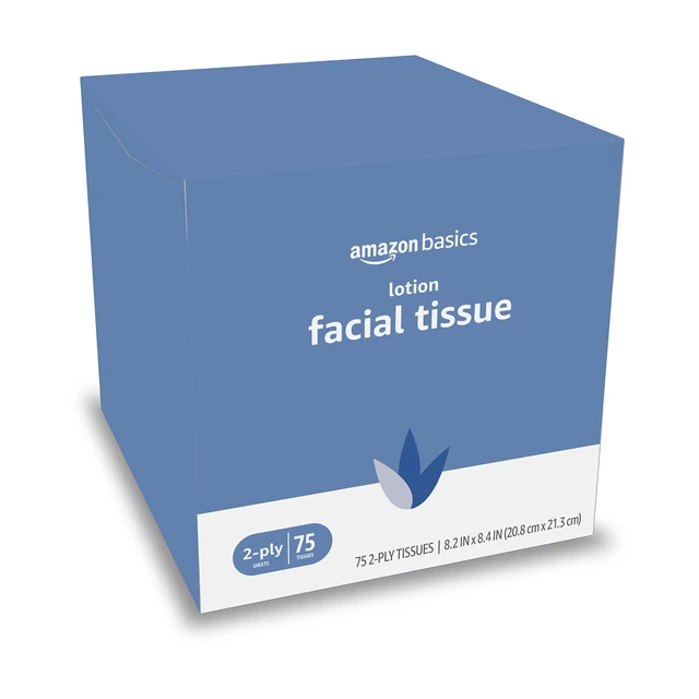 Alt view image 2 of 7 - Amazon Basics Facial Tissues with Lotion, 2-Ply, 300 Count (4 Boxes of 75 Tissues Each), Packaging May Vary