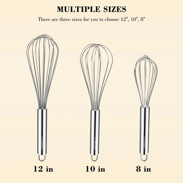 Alt view image 5 of 6 - NileHome 3-Pack Stainless Steel Whisk Set, Kitchen Utensils for Cooking