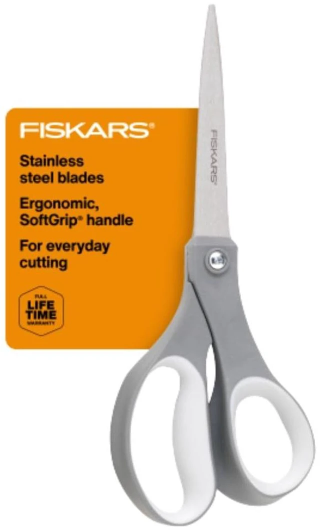 Main image of Fiskars 8" SoftGrip Everyday All Purpose Scissors, Office and Crafts, Grey