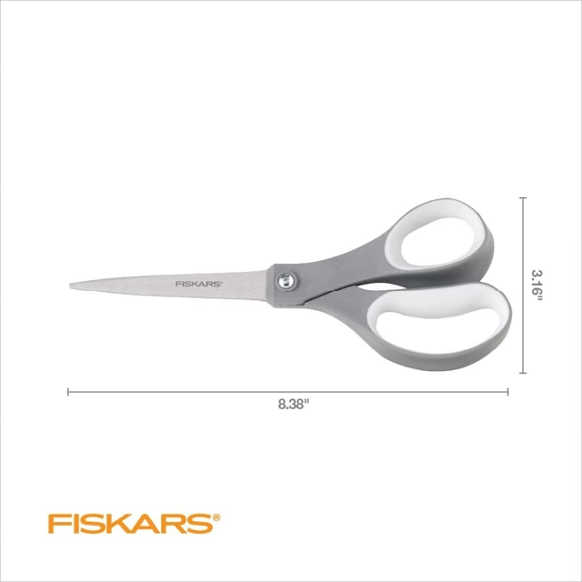 Alt view image 5 of 6 - Fiskars 8" SoftGrip Everyday All Purpose Scissors, Office and Crafts, Grey