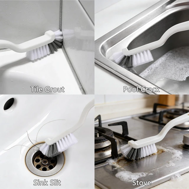 Alt view image 2 of 6 - 12-Pack Heavy Duty Hard Bristle Crevice Cleaning Brush Tool, Ultra-Thin Grout Scrubber for Bathroom Toilet Bathtub Kitchen Sink Window Tracks